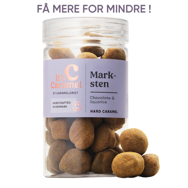 MARKSTEN 195g - Hård chokoladekaramel med lakrids